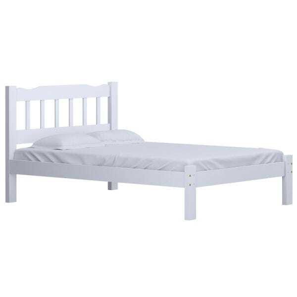 Cama de Casal Perola de Madeira Maciça Reforçada Branco