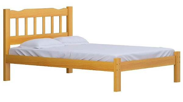 Cama de Casal Perola de Madeira Maciça Reforçada Cerejeira