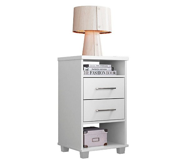 Mesa de Cabeceira Branca Com 2 gavetas Valente