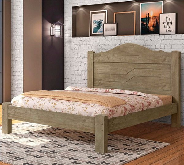 Cama de Casal em MDF Estrado Reforçado Lia  Castanho Wood