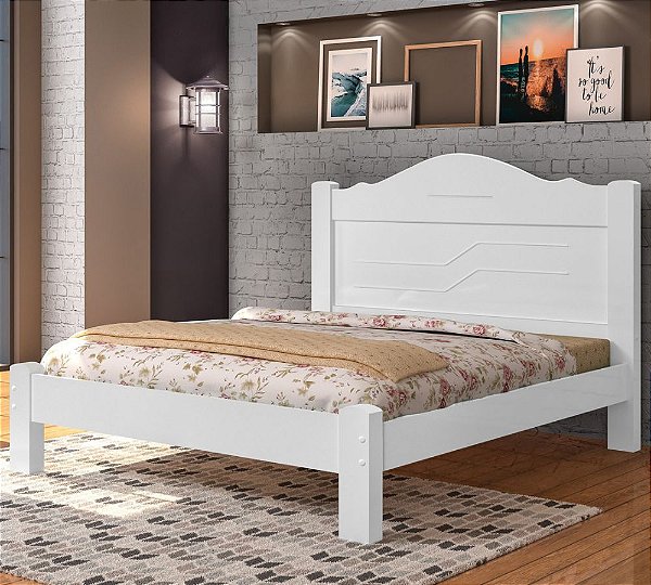 Cama de Casal em MDF Estrado Reforçado Lia Branco