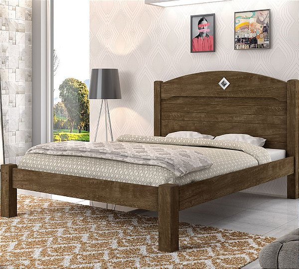 Cama de Casal em MDF Estrado Reforçado Elly Castanho