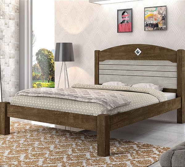 Cama de Casal em MDF Estrado Reforçado Elly Castanho/Avelã