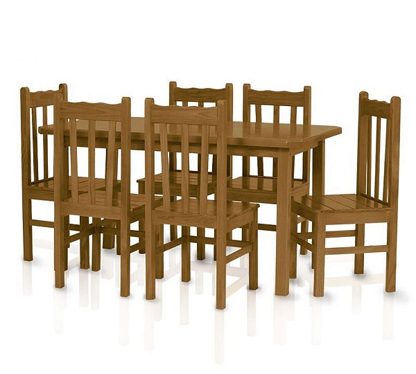 Mesa Com 6 Cadeiras de Madeira Maciça 160x80 Bonacor A Imbuia