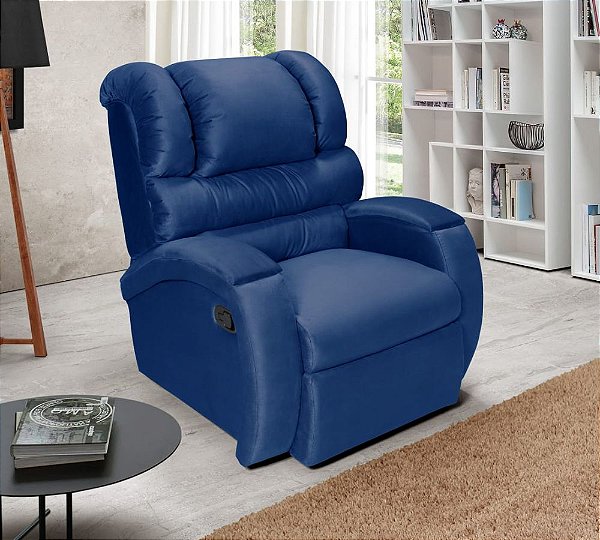 Poltrona do Papai Reclinavel Com Gatilho Zero Wall Suede Azul