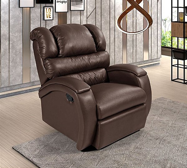 Poltrona do Papai Reclinavel Com Gatilho Zero Wall Corino Marrom