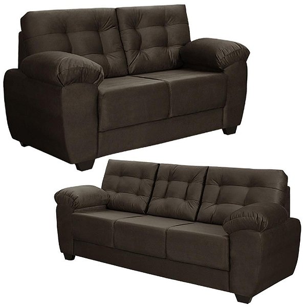 Sofá 2 E 3 Lugares Suede Veludo Animale Elegance Marrom