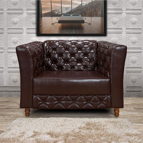 Poltrona Monet 1,13m Chesterfield Em Corino Marrom