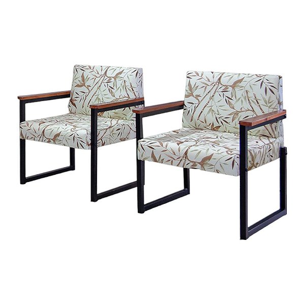 Cadeira de Aço Jogo 2 Poltronas Tecido WalterBlock Niteroi Floral