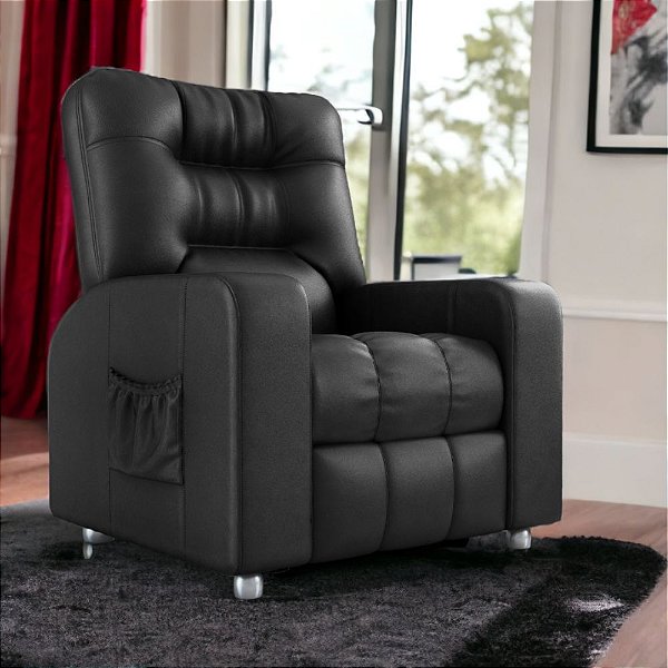 Cadeira Do Papai Reclinavel de Sala Super Conforto GM Corino Preto