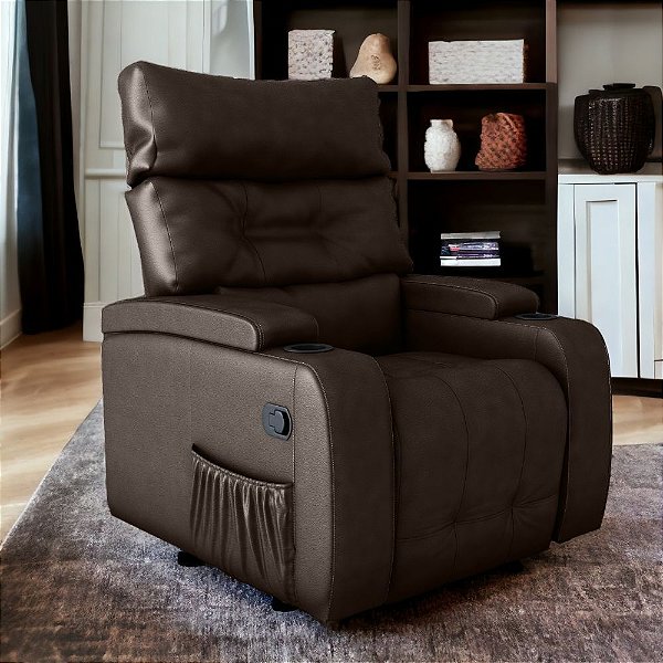 Cadeira Do Papai Reclinavel Sala de Cinema Luxo GM Corino Marrom