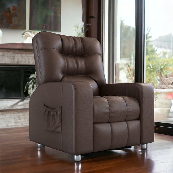 Poltrona Do Papai Reclinavel Resistente Confortavel GM Corino Café