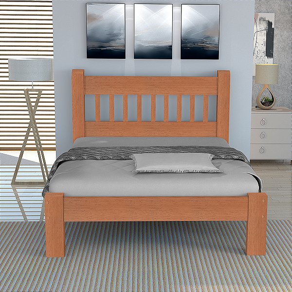 Cama Queen Size Casal Luxo de Madeira Maciça Cedro Tauari Mel