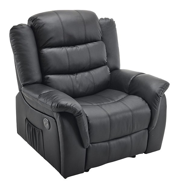 Poltrona do Papai de Massagem Relaxante Elétrica Ocean Corino Premium Preto