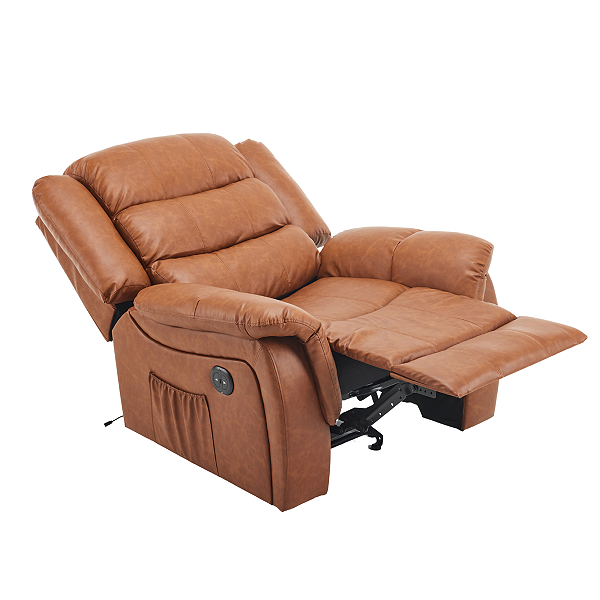 Poltrona Do Papai Reclinável Elétrica Massageadora Ocean Corino Premium Marrom