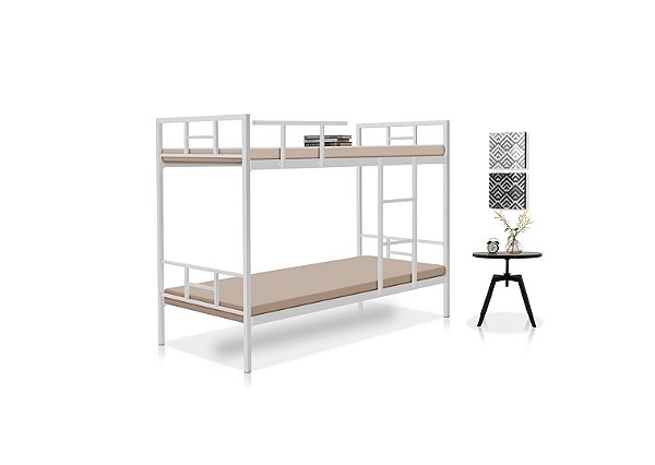 Beliche de Aço Reforçado Solteiro Pelaio Cristal Branca