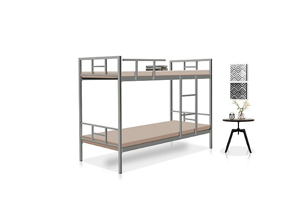 Beliche de Aço Reforçado Solteiro Pelaio Cristal Cinza