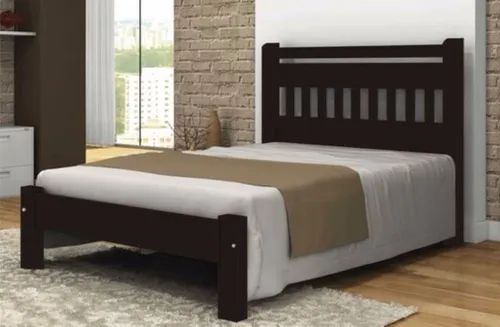 Cama de Casal Antares de Madeira Maciça Angelim Pedra/Tauari - Tabaco