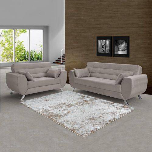 Sofá 2 E 3 Lugares Suede Veludo Animale Zurique Bege