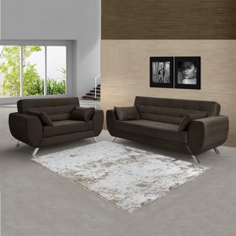 Sofá 2 E 3 Lugares Suede Veludo Animale Zurique Marrom