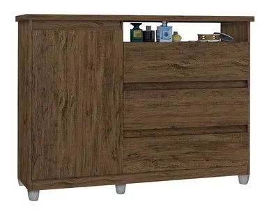 Comoda Para Quarto Sapateira 3 Gavetas Sky Amendoa