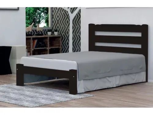 Cama de Casal Luna de Madeira Maciça Angelim Pedra/Tauari - Tabaco