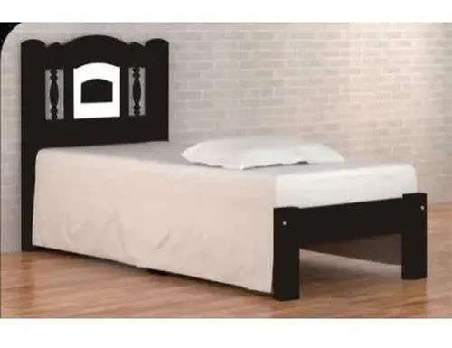 Cama de Solteiro Bella de Madeira Maciça Angelim Pedra/Tauari - Tabaco/Branco