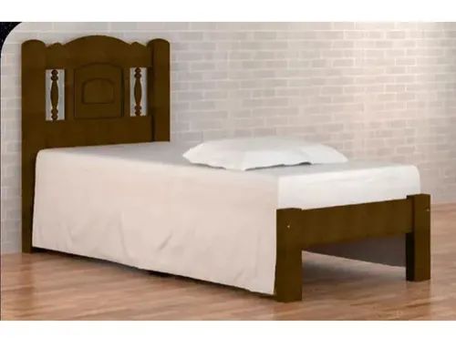 Cama de Solteiro Bella de Madeira Maciça Angelim Pedra/Tauari -Imbuia