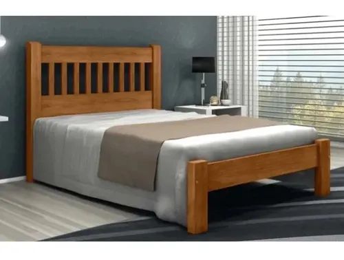 Cama de Casal Pérola de Madeira Maciça Angelim Pedra/Tauari - Imbuia