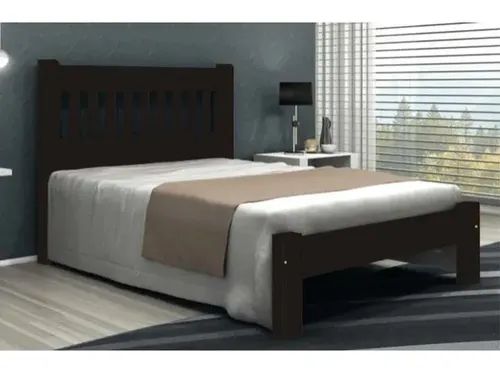 Cama Queen Size Pérola de Madeira Maciça Angelim Pedra/Tauari - Tabaco