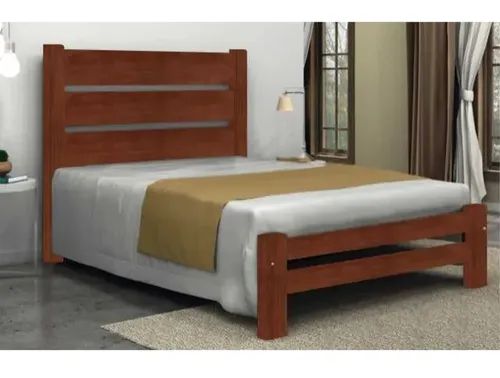 Cama de Casal Robust de Madeira Maciça Angelim Pedra/Tauari - Castanho