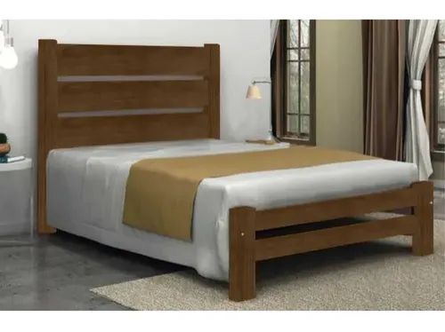 Cama de Casal Robust de Madeira Maciça Angelim Pedra/Tauari - Imbuia