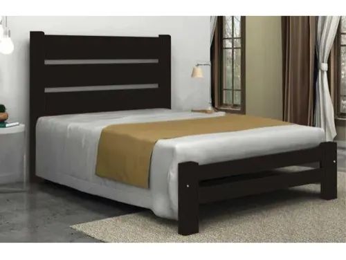 Cama de Casal Robust de Madeira Maciça Angelim Pedra/Tauari - Tabaco
