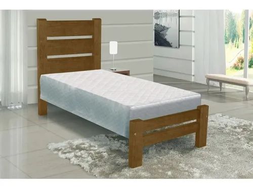 Cama de Solteiro Robust de Madeira Maciça Angelim Pedra/Tauari - Imbuia