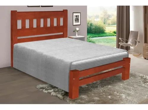 Cama Queen Size Madri de Madeira Maciça Angelim Pedra/Tauari - Cor Mel