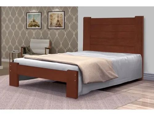 Cama de Casal Malbec de Madeira Maciça Angelim Pedra/Tauari - Cor Castanho