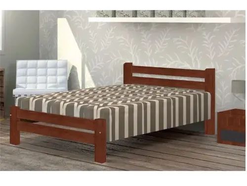 Cama de Casal Piazza de Madeira Maciça Angelim Pedra/Tauari - Castanho