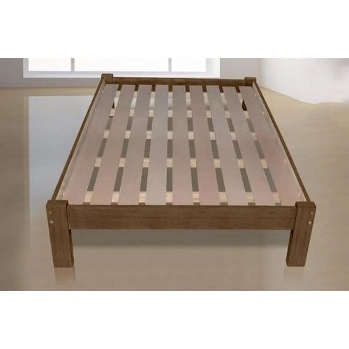 Cama de Casal Turca Barion de Madeira Maciça Angelim Pedra/Tauari Imbuia