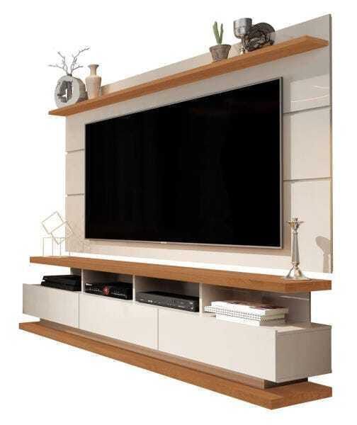 Rack Com Painel Para TV Até 72 Polegadas Off White/Freijó Germai