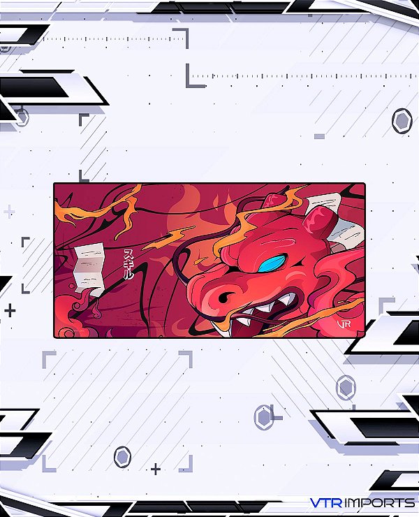 (ENCOMENDA)  Mousepad Inked Gaming Collab VTR Imports - Red Dragon LARGE (90x40cm)