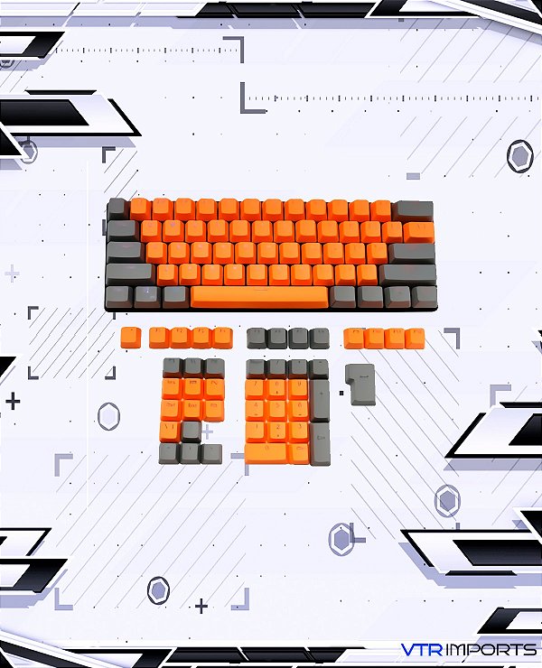(PRONTA ENTREGA) Keycaps Orange And Gray PBT 106 Teclas (Teclado Full-Size)