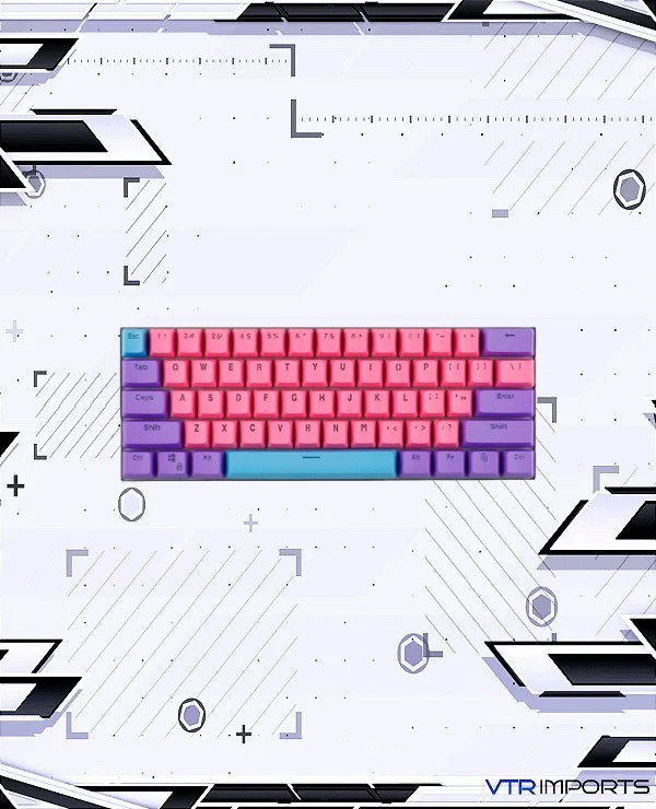 (PRONTA ENTREGA) Keycaps Mixed Colors ( Pink, Purple and Cyan) - Full Size