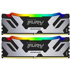 Memória RAM Kingston Fury Renegade DDR5 32GB (2x16GB) 6400 MT/s RGB - Preto / Prata (KF564C32RSAK2-32)