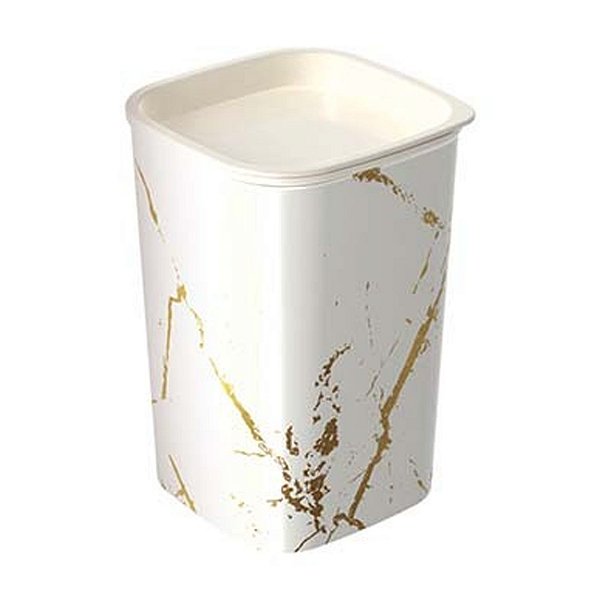 Porta Cotonete ou Algodão de Plástico Classic Fosca Mármore Branco