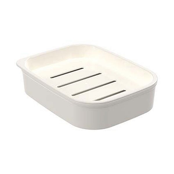 Saboneteira de Plástico com Escorredor Classic Fosca Mármore Branco