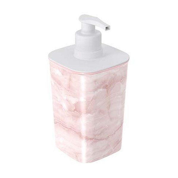Porta Sabonete Líquido de Plástico 420 ml Classic Fosca Mármore Rosa