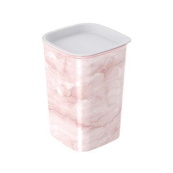Porta Cotonete ou Algodão de Plástico Classic Fosca Mármore Rosa