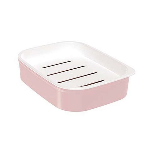 Saboneteira de Plástico com Escorredor Classic Fosca Mármore Rosa