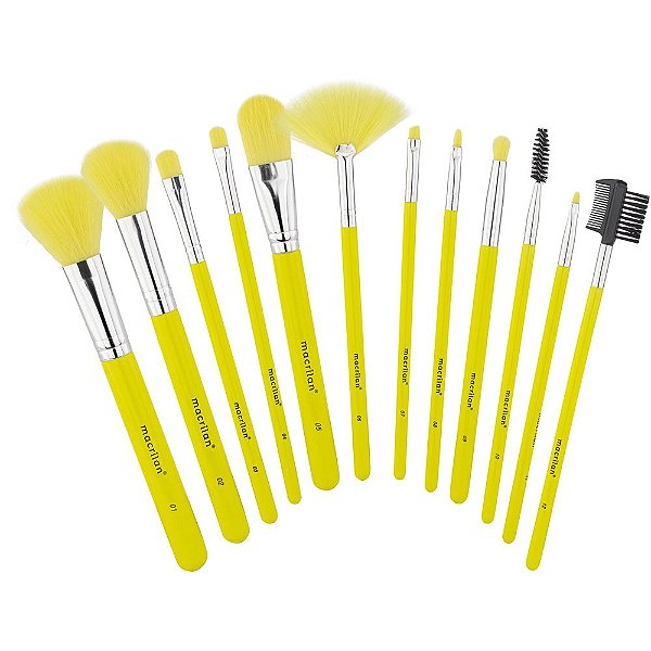 KIT DE PINCEIS NEON AMARELO MACRILAN