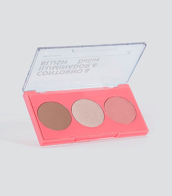 PALETA DE CONTORNO, ILUMINADOR E BLUSH PELE DE MILHÕES 1 DAILUS
